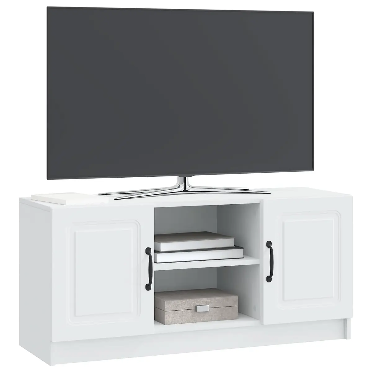 TV Cabinet Media Storage Unit 102 x 34.5 x 47 cm White Modern Engineered Wood