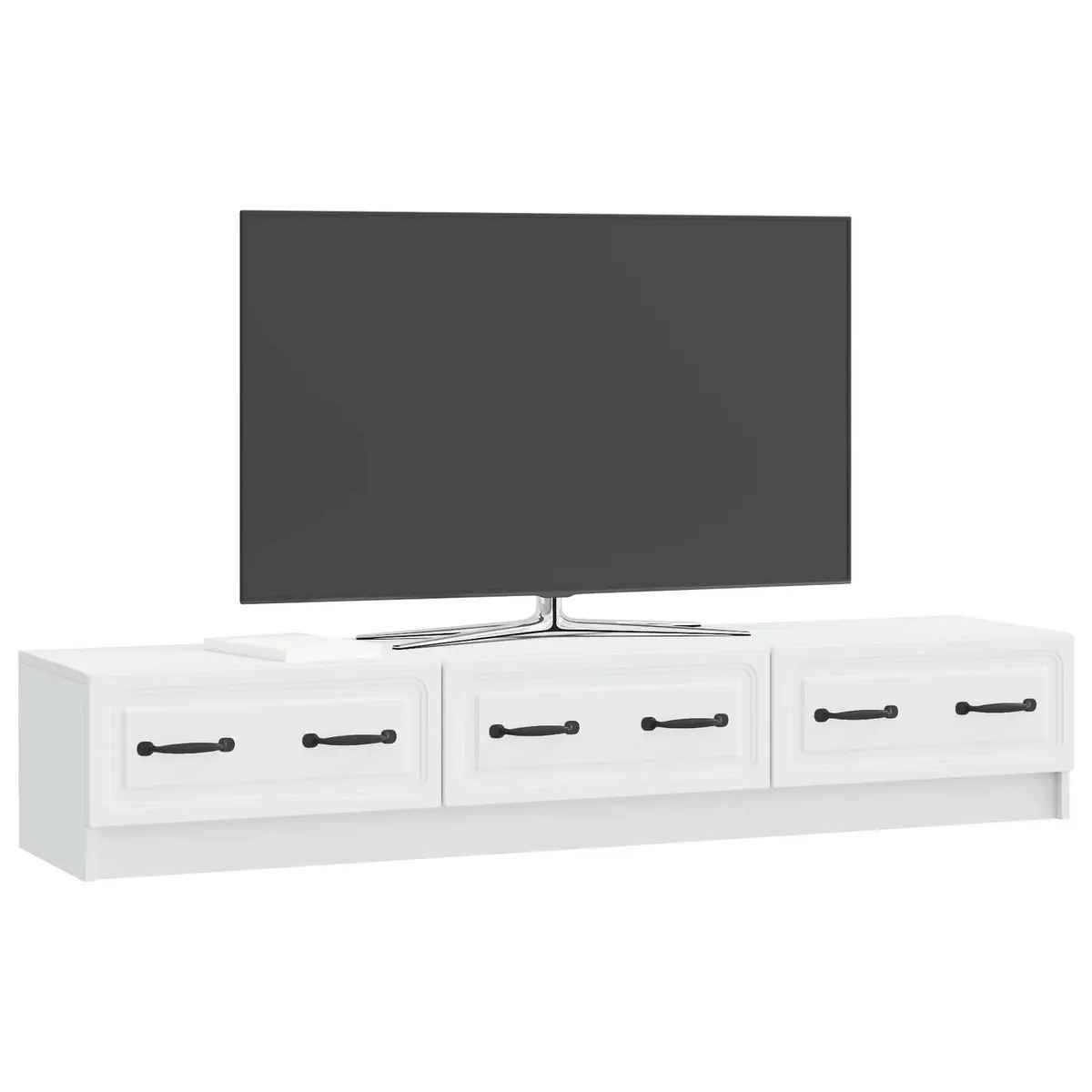 White TV Cabinet with Drawer Modern Living Room Entertainment Unit Storage