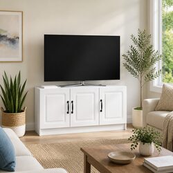 Value-Focused Modern White TV Cabinet with Ample Storage