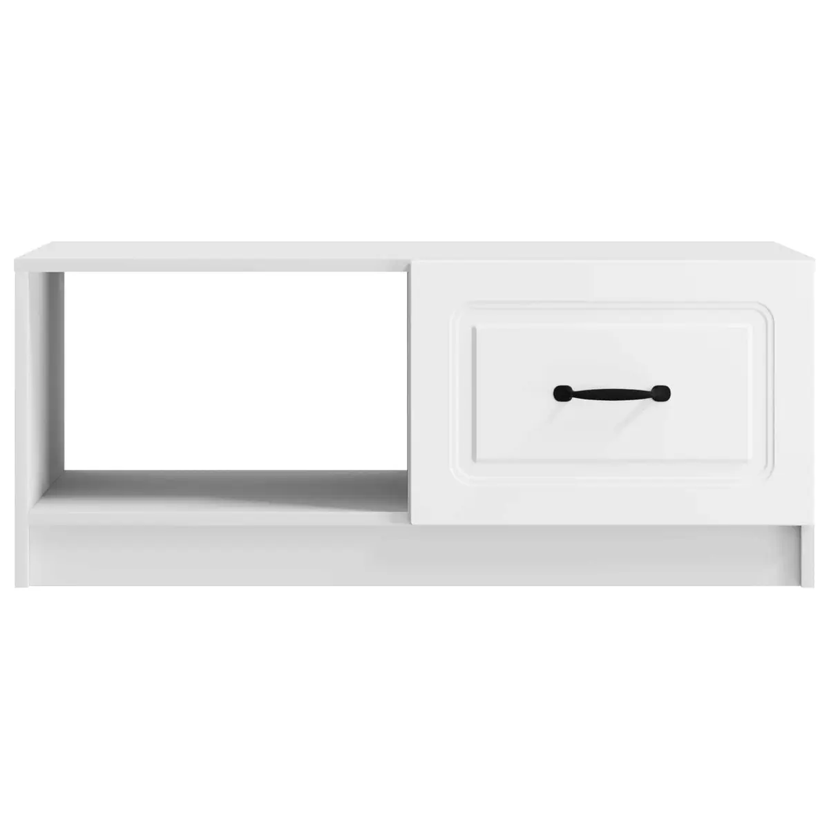 Coffee Table White 90 x 50 x 37 cm Storage Accent Table with Swing Doors