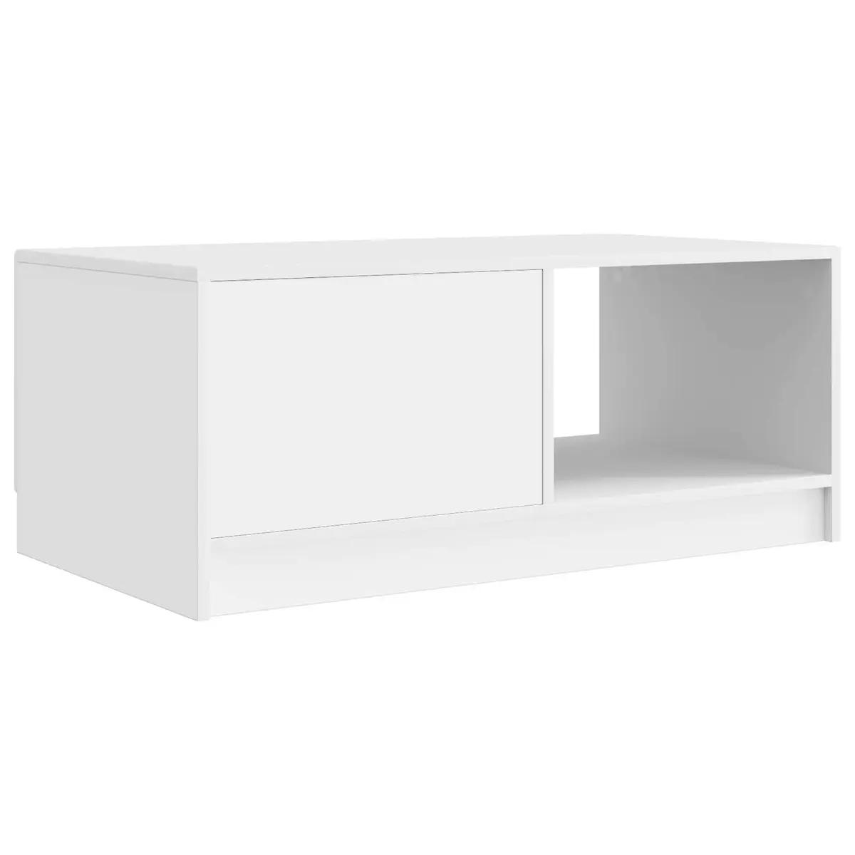 Coffee Table White 90 x 50 x 37 cm Storage Accent Table with Swing Doors