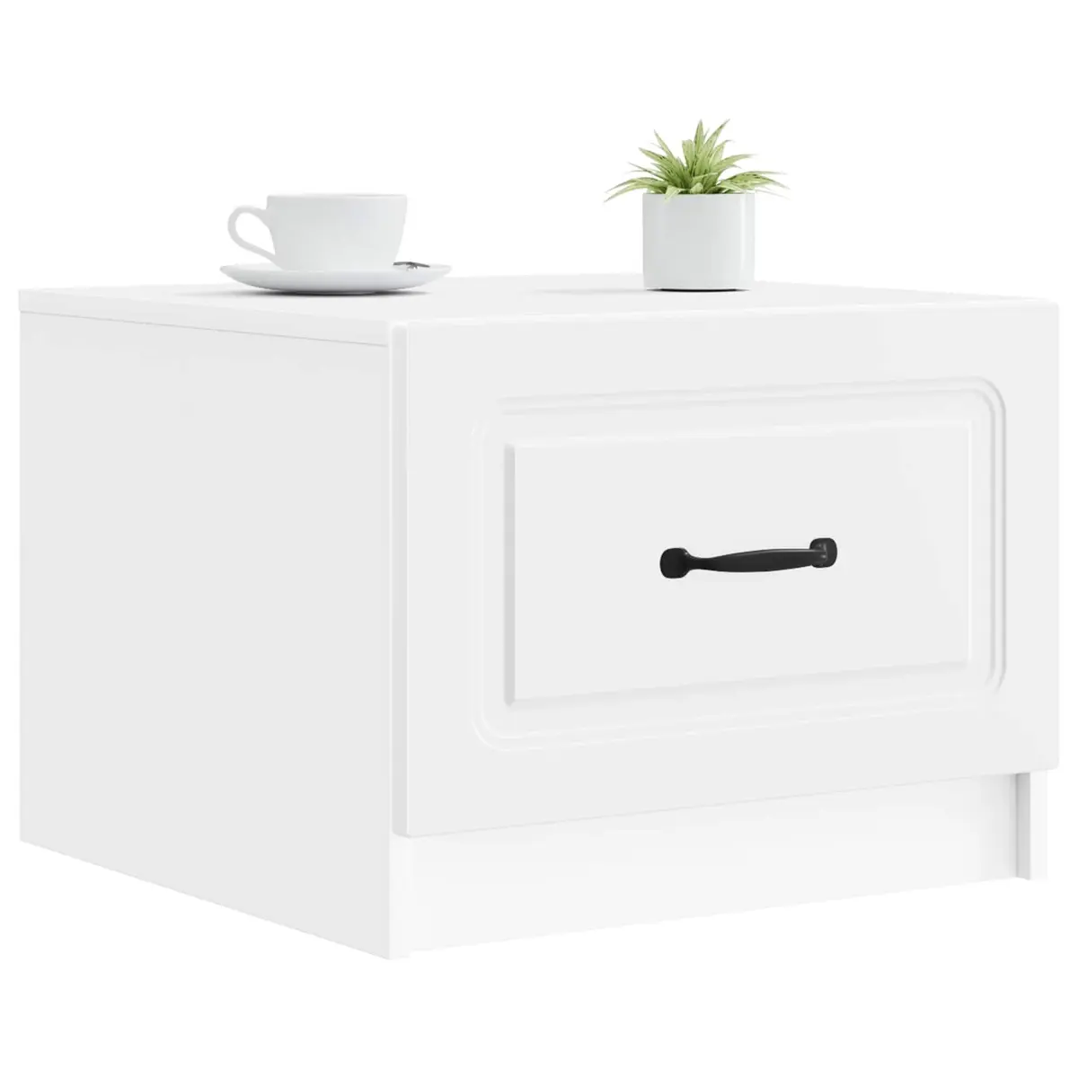 Coffee Table Storage Drawer Modern White Living Room Furniture 49 x 50 x 37 cm