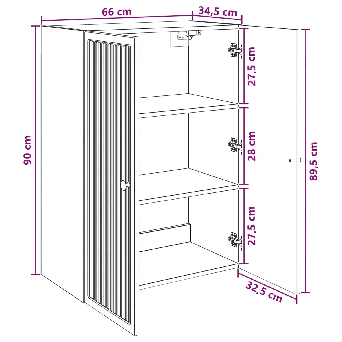 Wall-Mounted Storage Cabinet Vintage White Engineered Wood Living Room Shelving 66 x 34.5 x 90 cm