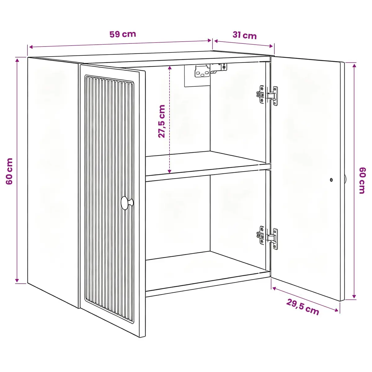 Wall-Mounted Storage Cabinet Vintage Style Engineered Wood White 59 x 31 x 60 cm