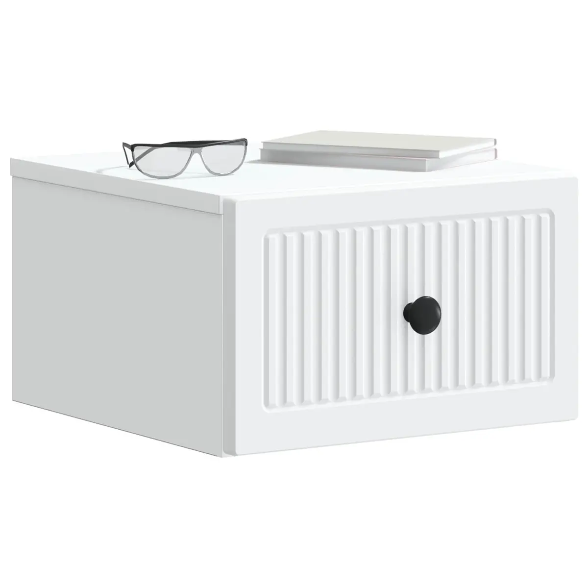 Wall-Mounted Bedside Cabinet White Storage Drawer Modern Floating Bedroom