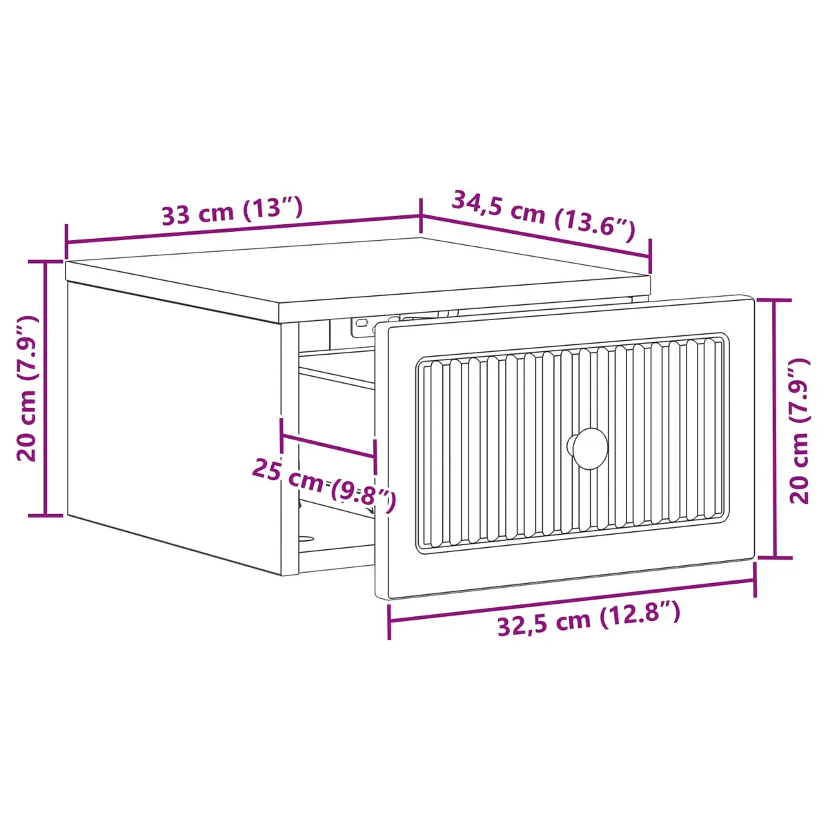 Wall-Mounted Bedside Cabinet White Storage Drawer Modern Floating Bedroom