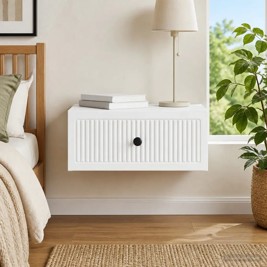 Bedside Cabinet White 49 x 34.5 x 20 cm Engineered Wood Nightstand Storage