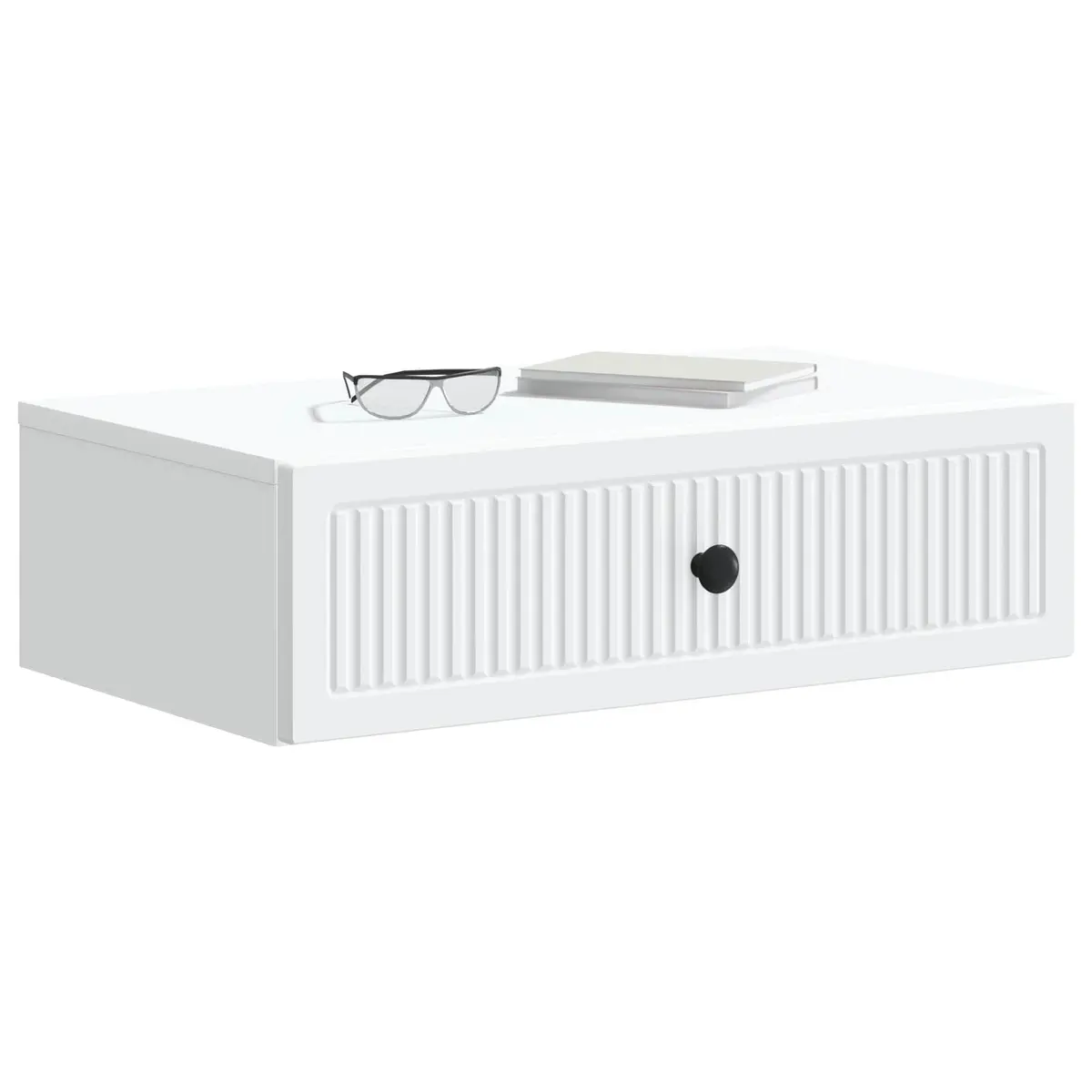 Wall-Mounted Side Table White Storage Cabinet Engineered Wood Living Room
