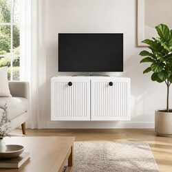 Reliable White Wall-Mounted TV Cabinet for Home Use