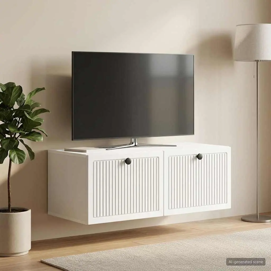 Wall-Mounted TV Cabinet White Modern Living Room Storage 78.5cm Engineered Wood
