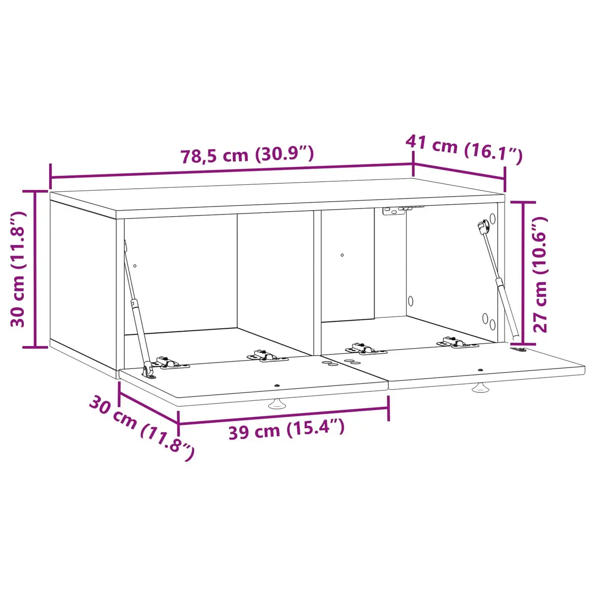 Wall-Mounted TV Cabinet White Modern Living Room Storage 78.5cm Engineered Wood