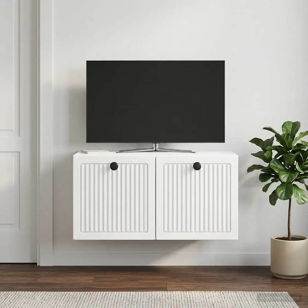Wall-Mounted TV Cabinet Storage Unit White 59.5 x 31 x 30 cm