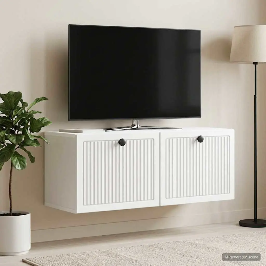 Wall-Mounted TV Cabinet Storage Unit Modern White 78.5 x 31 x 30 cm
