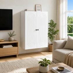 Reliable White Wall-Mounted Storage Cabinet 66x34.5x90cm
