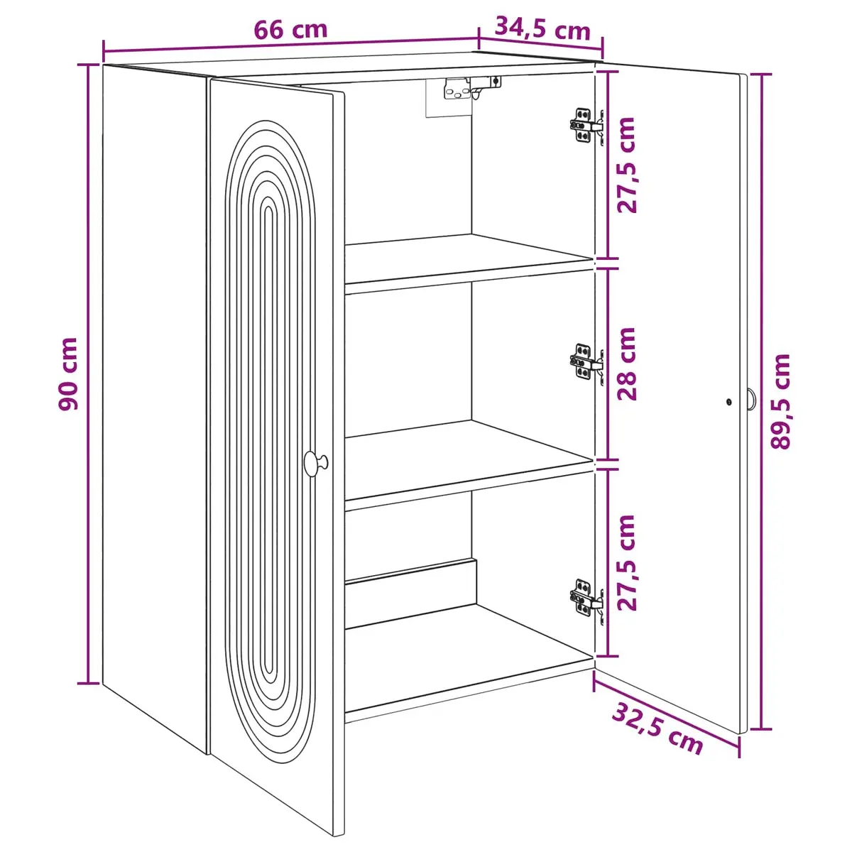 Wall-Mounted Storage Cabinet White 66x34.5x90cm Engineered Wood