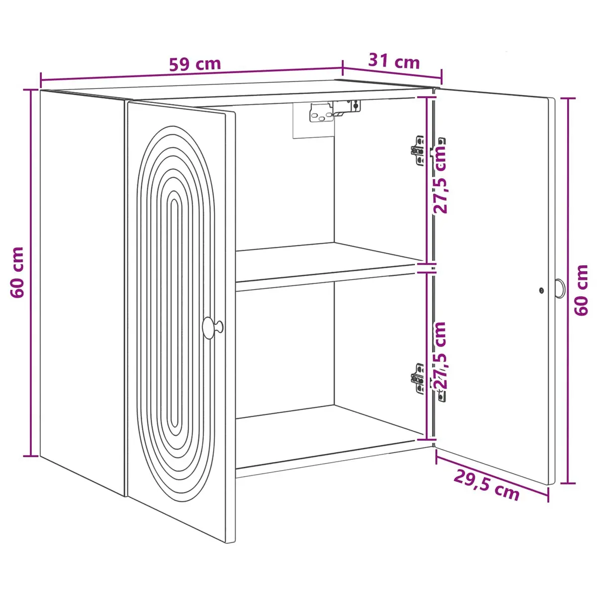Wall-Mounted Storage Cabinet Living Room Organizer 59 x 31 x 60 cm White