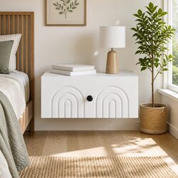 Wall-Mounted Bedside Cabinet White Storage Organizer Bedroom Living Room