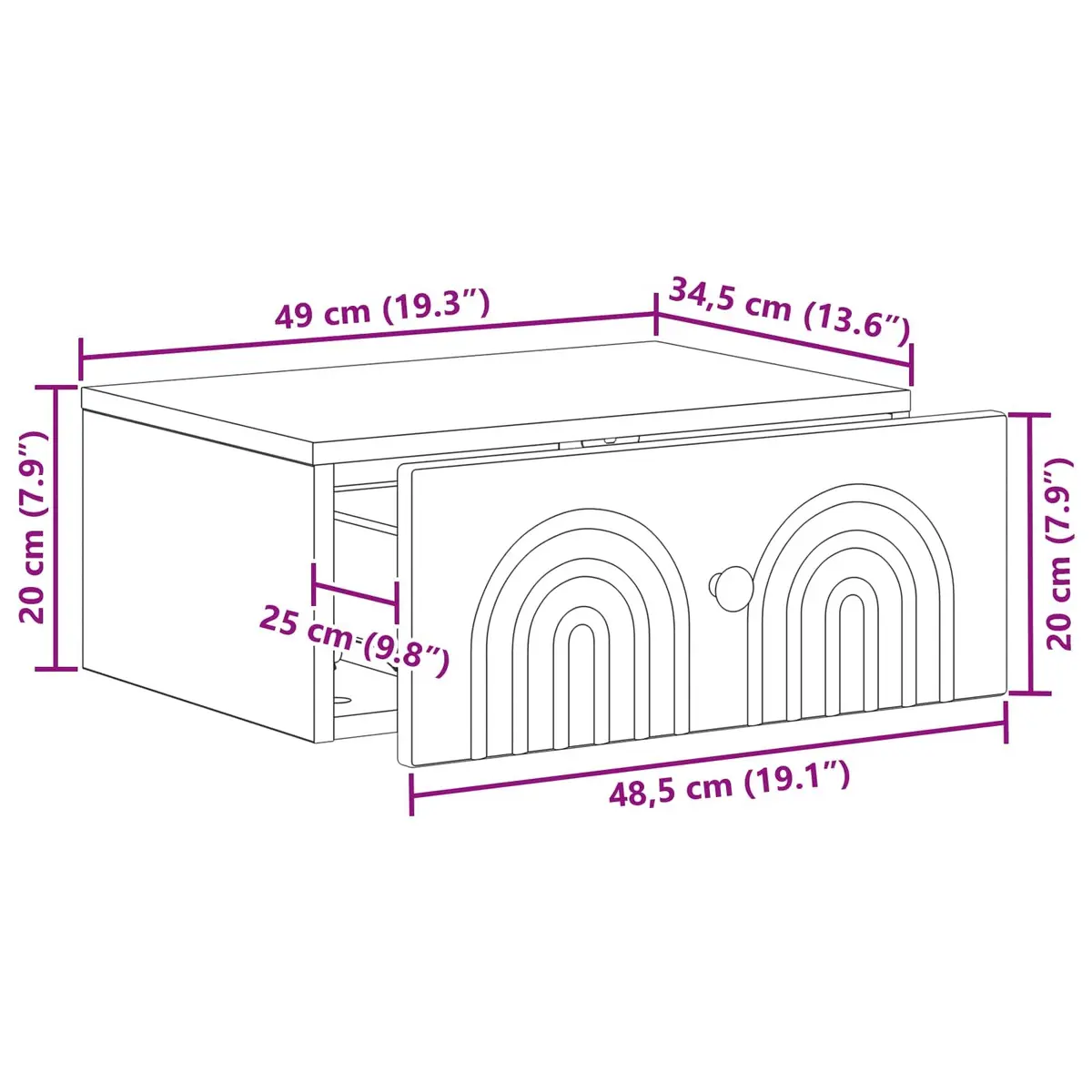 Wall-Mounted Bedside Cabinet Storage Organizer 49x34.5x20cm White