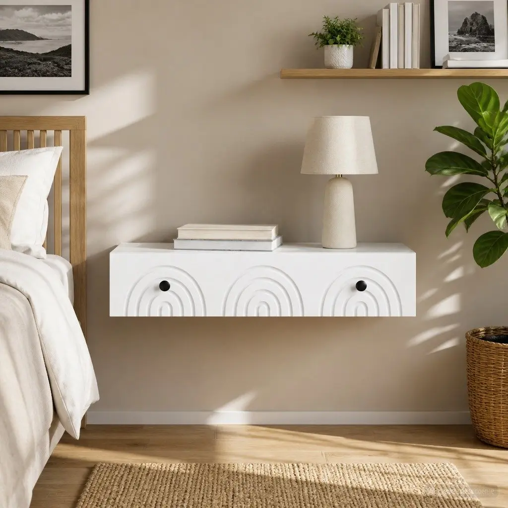 Wall-Mounted Side Table Storage Cabinet 87.5 x 34.5 x 17 cm White Engineered Wood