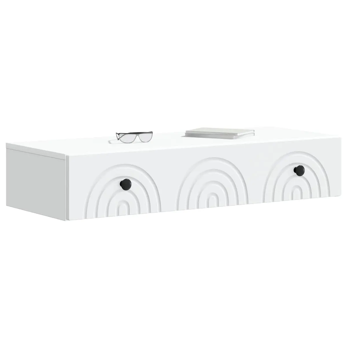 Wall-Mounted Side Table Storage Cabinet 87.5 x 34.5 x 17 cm White Engineered Wood