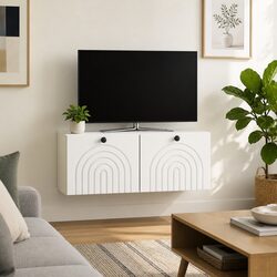 Versatile Wall-Mounted TV Cabinet in White - 78.5cm