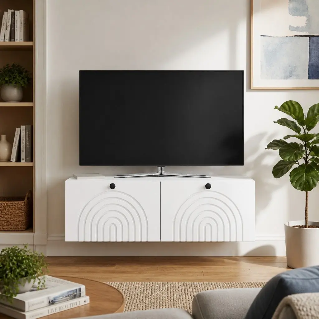 Wall-Mounted TV Cabinet Storage Unit White 99 x 41 x 30 cm Engineered Wood