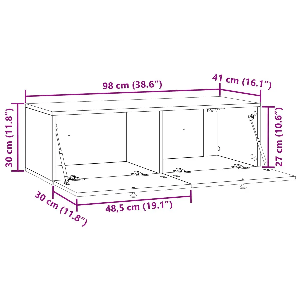 Wall-Mounted TV Cabinet Storage Unit White 99 x 41 x 30 cm Engineered Wood