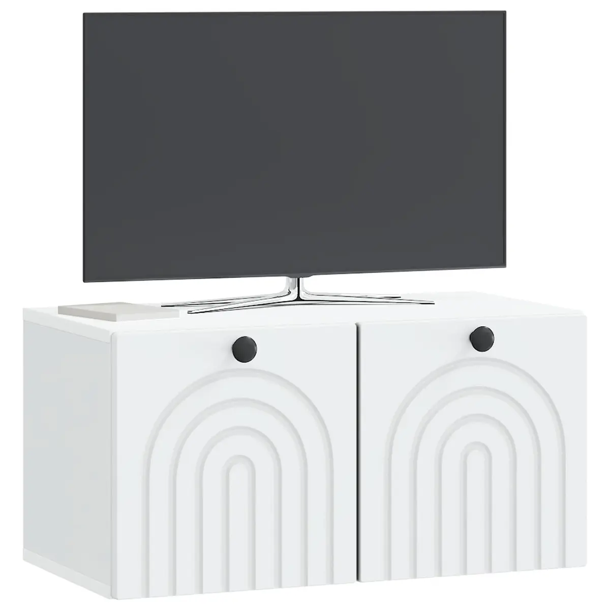Wall-Mounted TV Cabinet Media Storage 59.5 x 31 x 30 cm White Engineered Wood