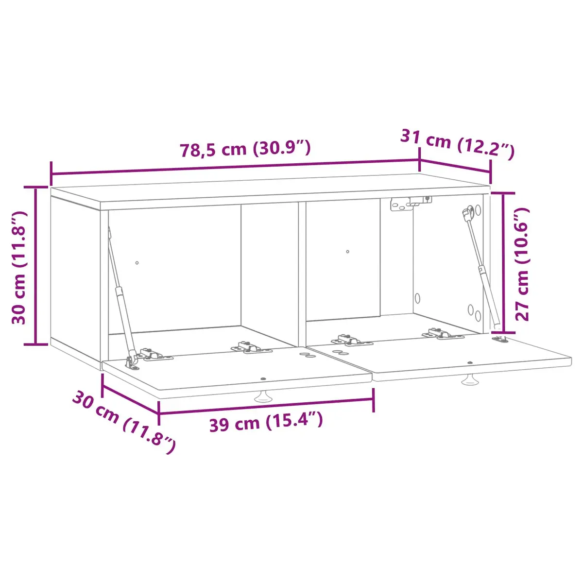 Wall-Mounted TV Cabinet Storage Unit 78.5 x 31 x 30 cm White