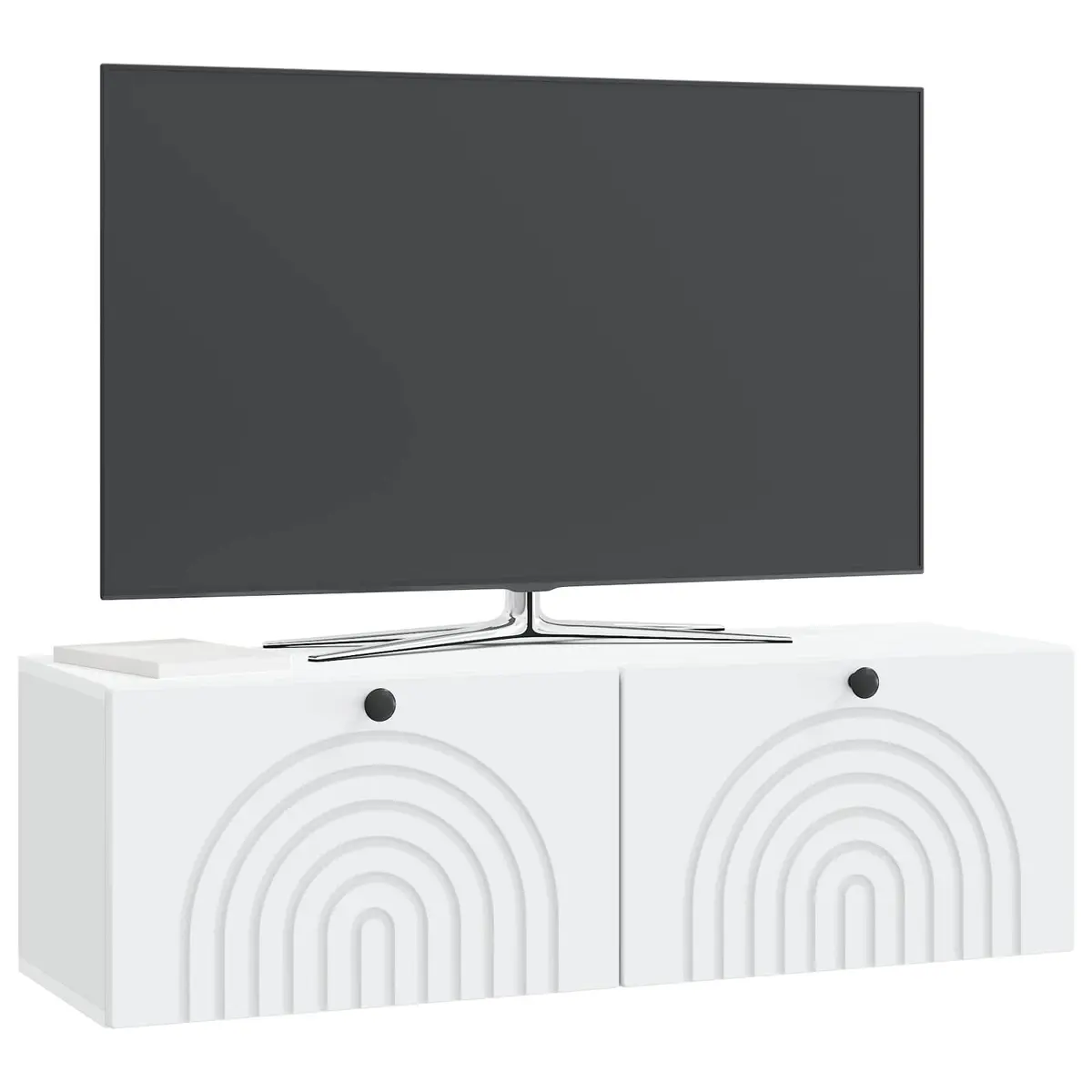 Wall-Mounted TV Cabinet Media Storage 98 x 30 cm White Engineered Wood