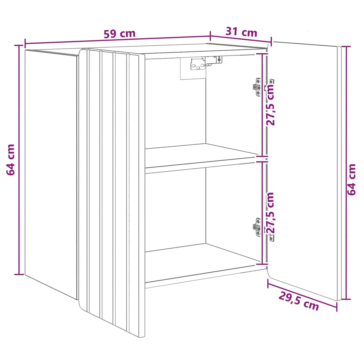 Wall-Mounted Storage Cabinet White 59 x 31 x 64 cm Engineered Wood Swing Door