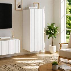 White Wall-Mounted Cabinet: Stylish & Practical 33 x 34.5 x 94 cm