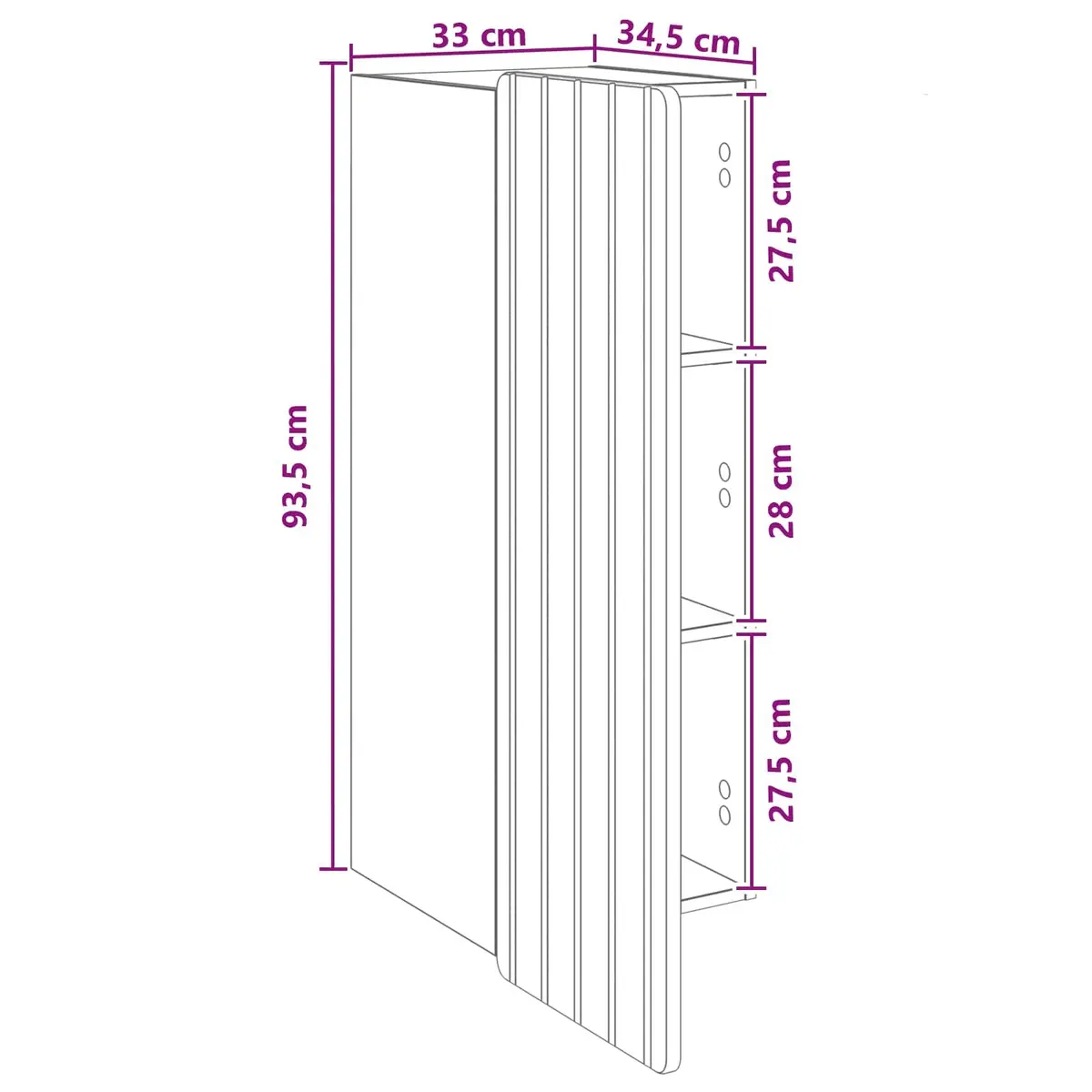 Wall-Mounted Storage Cabinet White 33 x 34.5 x 94 cm Engineered Wood Shelves