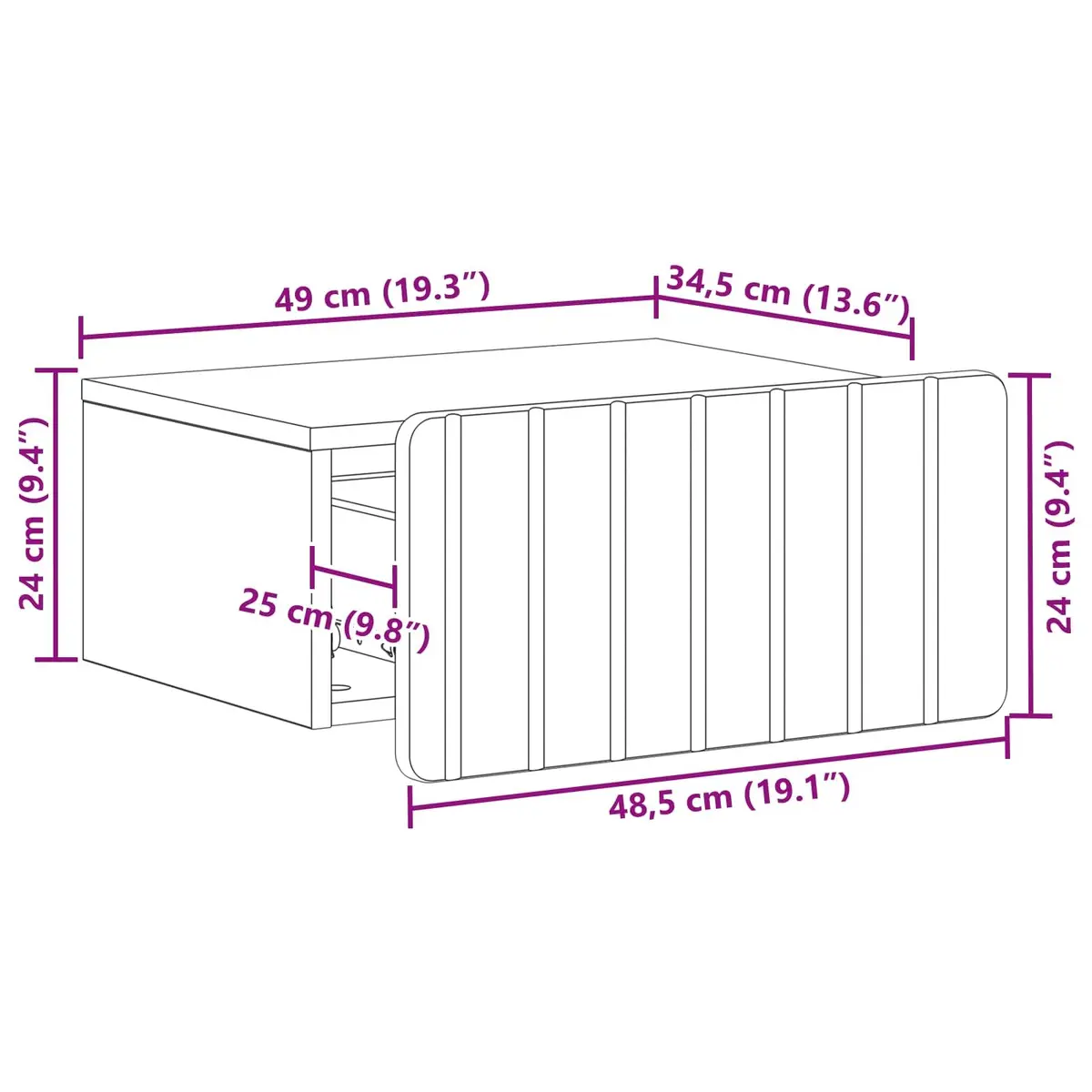 Wall-Mounted Bedside Cabinet Storage Unit White Bedroom Furniture Drawer