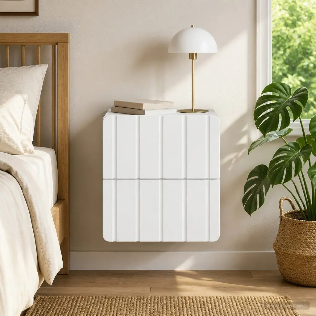 Wall-Mounted Bedside Cabinet Storage Organiser White Small Spaces