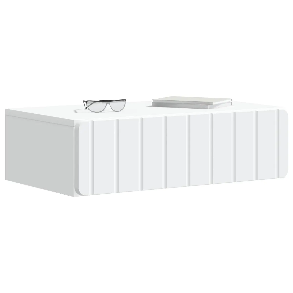 Wall-Mounted Side Table Storage Cabinet Modern Bedroom Living Room 59 x 34.5 x 17 cm White