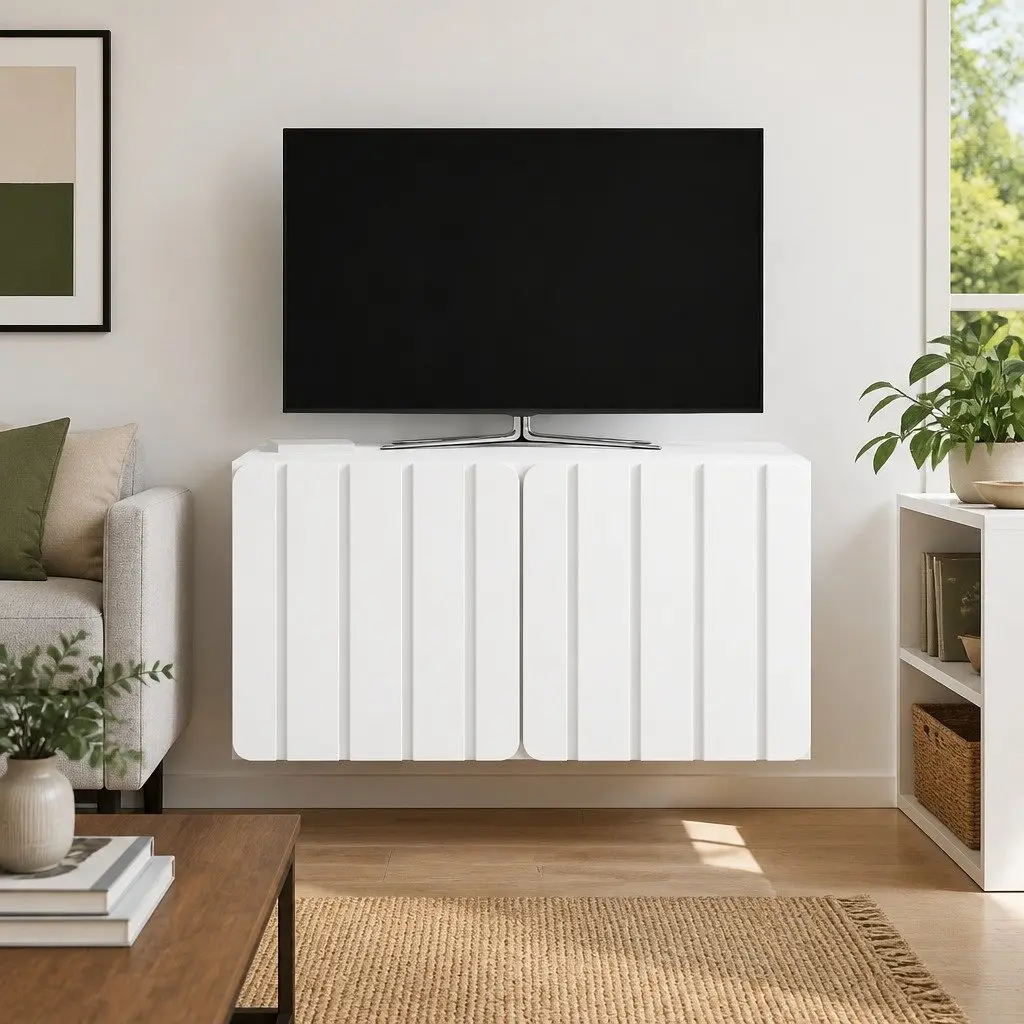 Wall-Mounted Storage Unit White 59.5x41x30cm for TV Entertainment