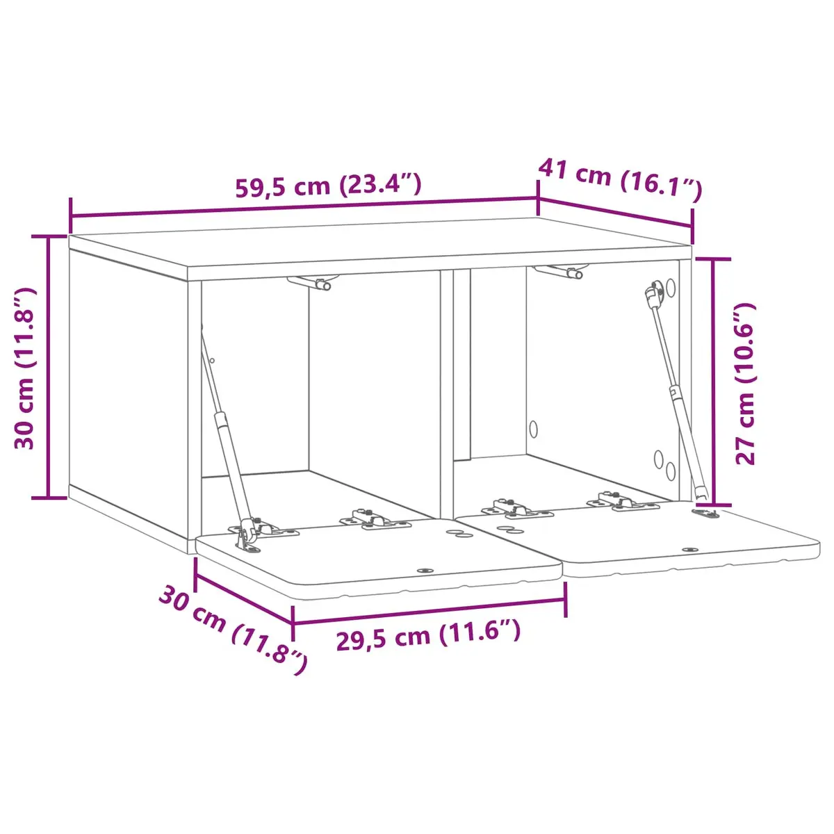 Wall-Mounted Storage Unit White 59.5x41x30cm for TV Entertainment