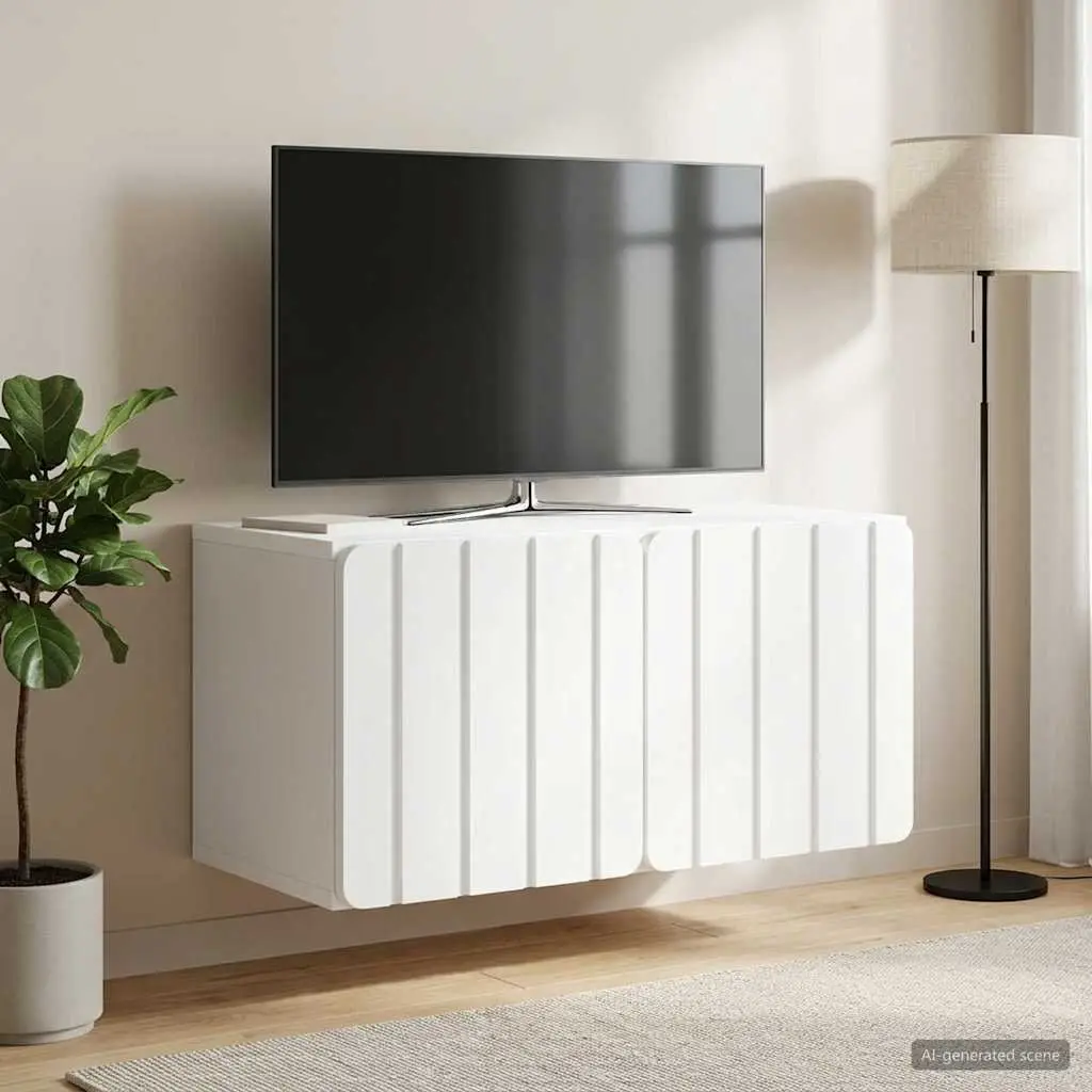 Wall-Mounted TV Cabinet Storage Unit 59.5 x 31 x 30 cm White