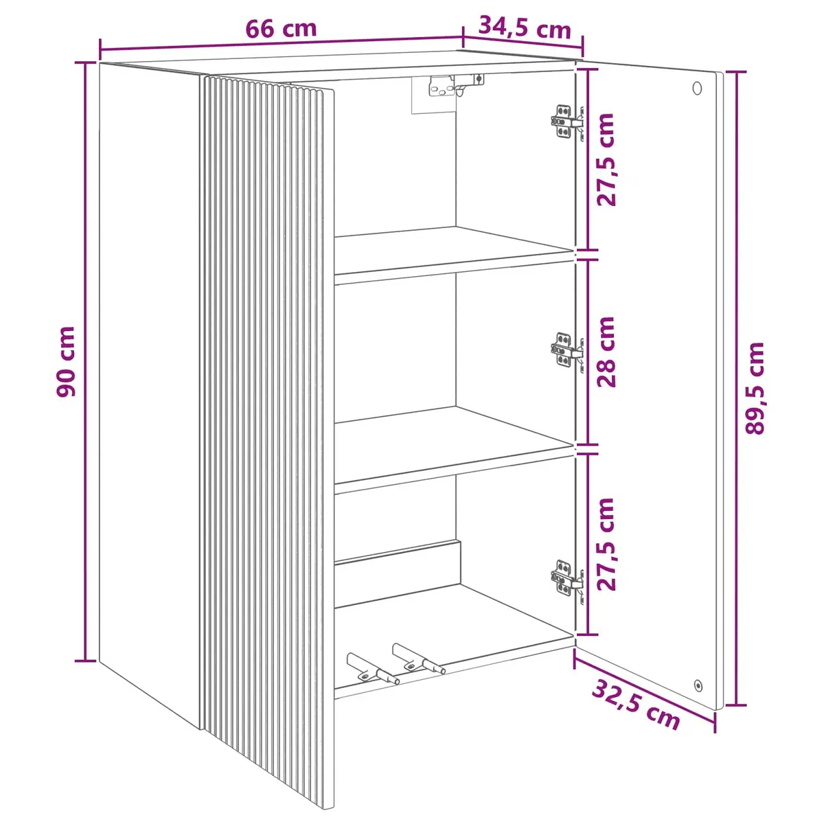Wall-Mounted Storage Cabinet White 66 x 34.5 x 90 cm Modern Home Organiser