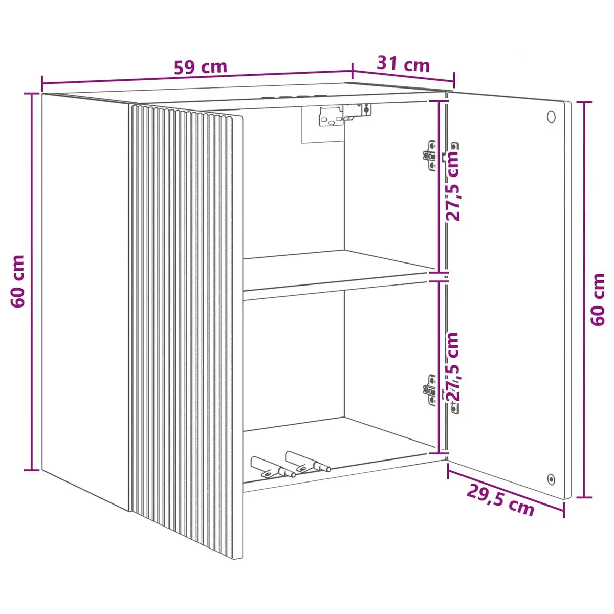 Wall-Mounted Storage Cabinet Organiser Shelf 59x31x60cm White Engineered Wood