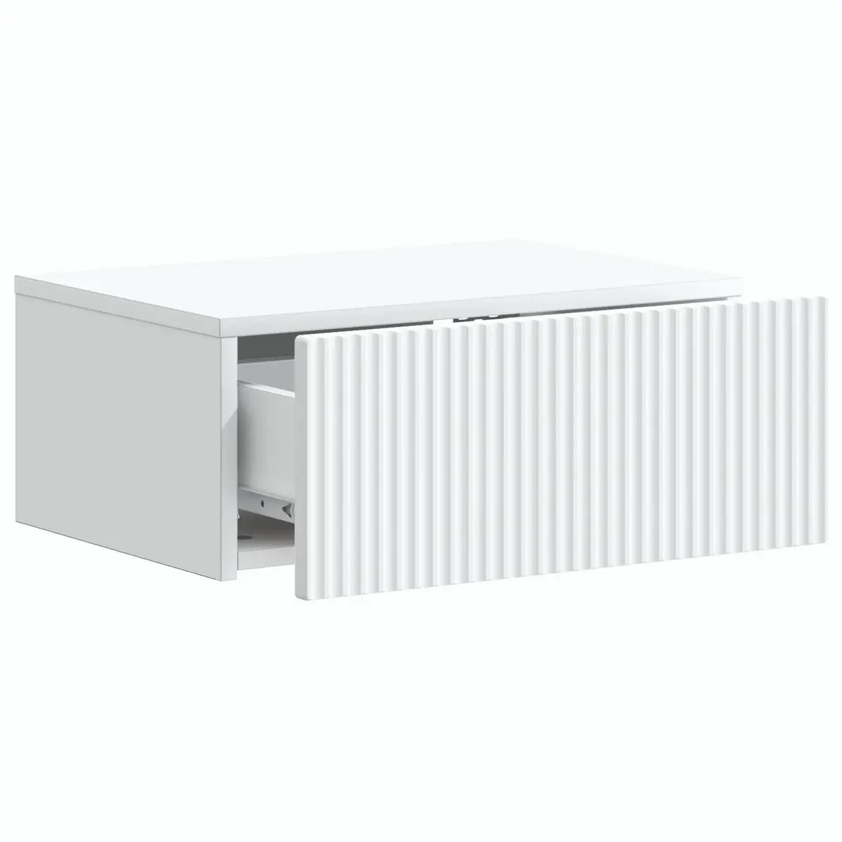 Wall-Mounted Bedside Cabinet White Compact Bedroom Nightstand Storage Organizer