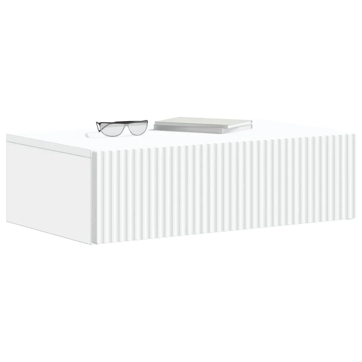 Wall-Mounted Side Table White Modern Storage 59x34.5x17cm
