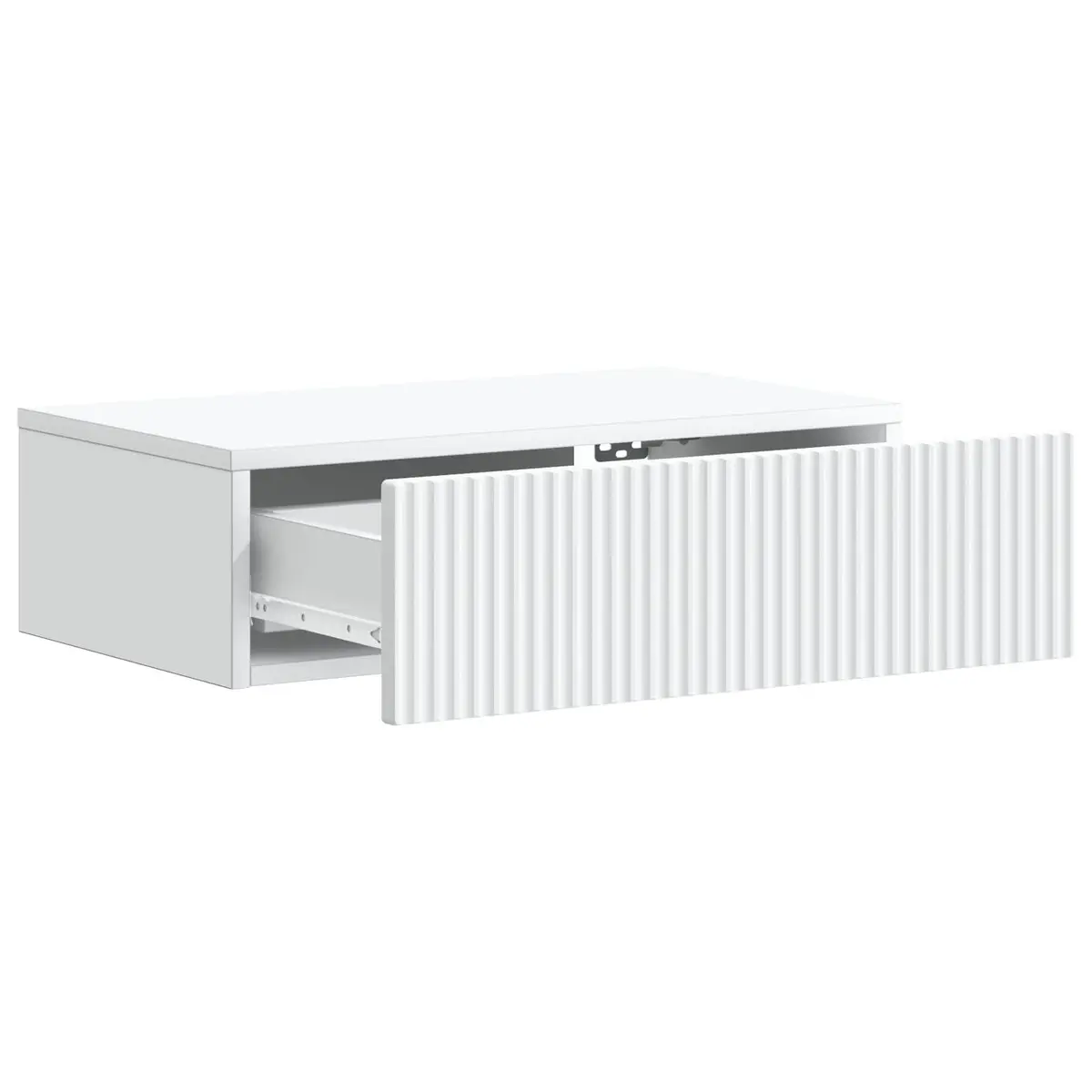 Wall-Mounted Side Table White Modern Storage 59x34.5x17cm