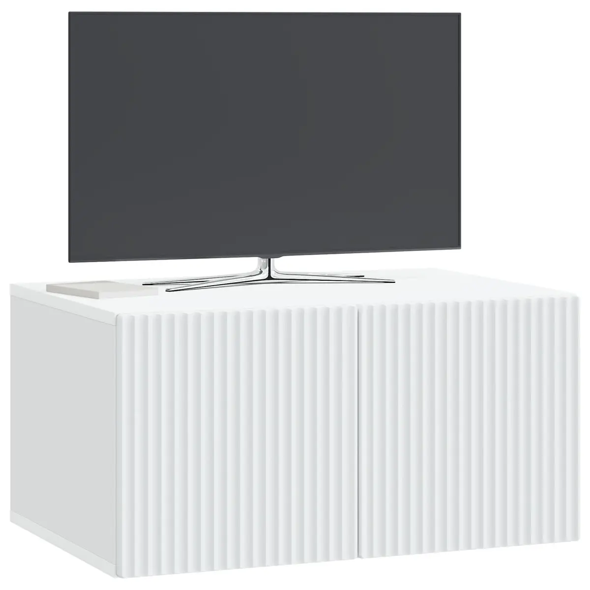 Wall-Mounted TV Cabinet Storage Unit Modern Engineered Wood 59.5 x 41 White
