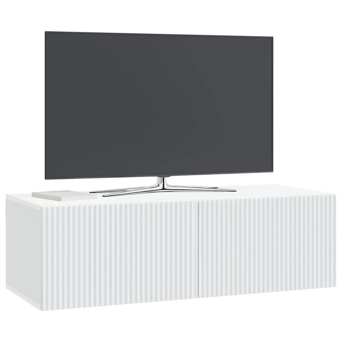 White Wall-Mounted TV Cabinet Modern Design Storage Unit 98x41x30cm Living Room