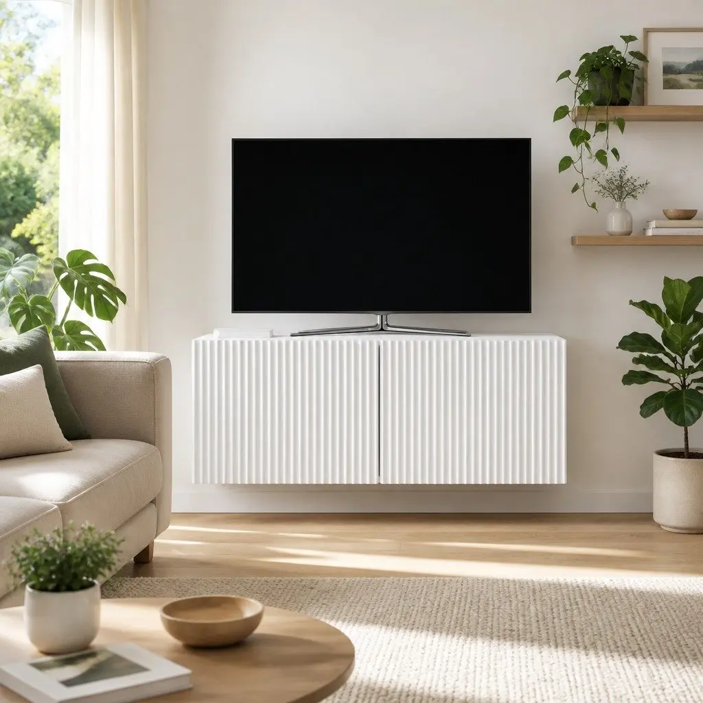 Wall-Mounted TV Cabinet Modern Storage Unit 78.5 x 31 x 30 cm White