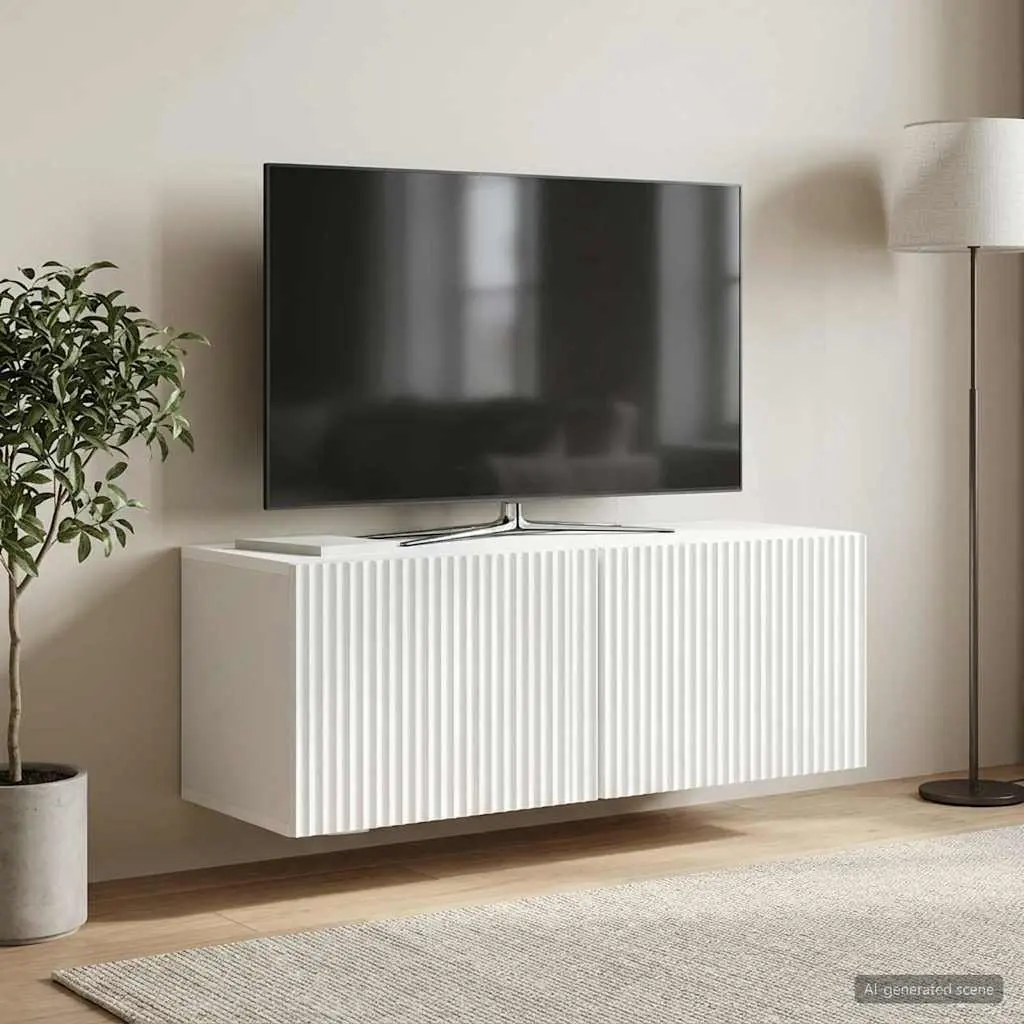 Wall-Mounted TV Cabinet Modern Storage Unit 78.5 x 31 x 30 cm White