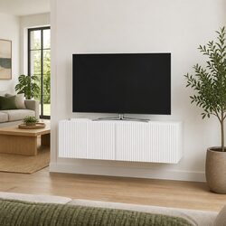 Practical and Stylish Wall-Mounted TV Cabinet in White