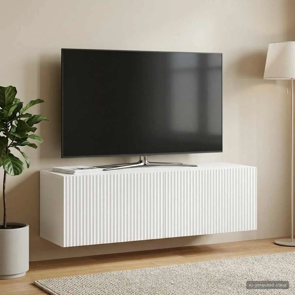 Wall-Mounted TV Cabinet Modern Living Room Storage Unit 98x31x30cm White